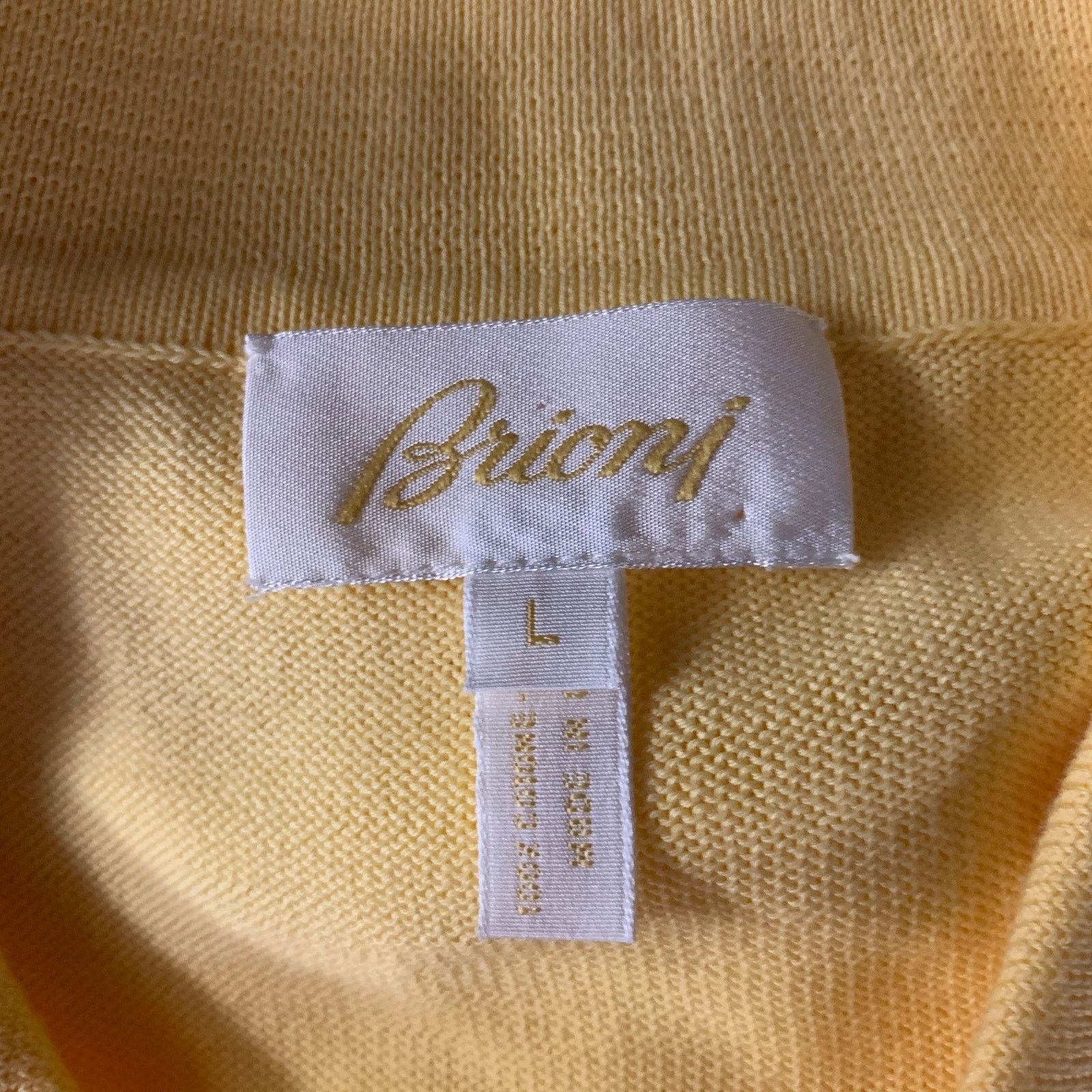 Brioni BRIONI Size L Yellow White Tipped Knit Cotton Polo Size US L / EU 52-54 / 3 - 4 Thumbnail