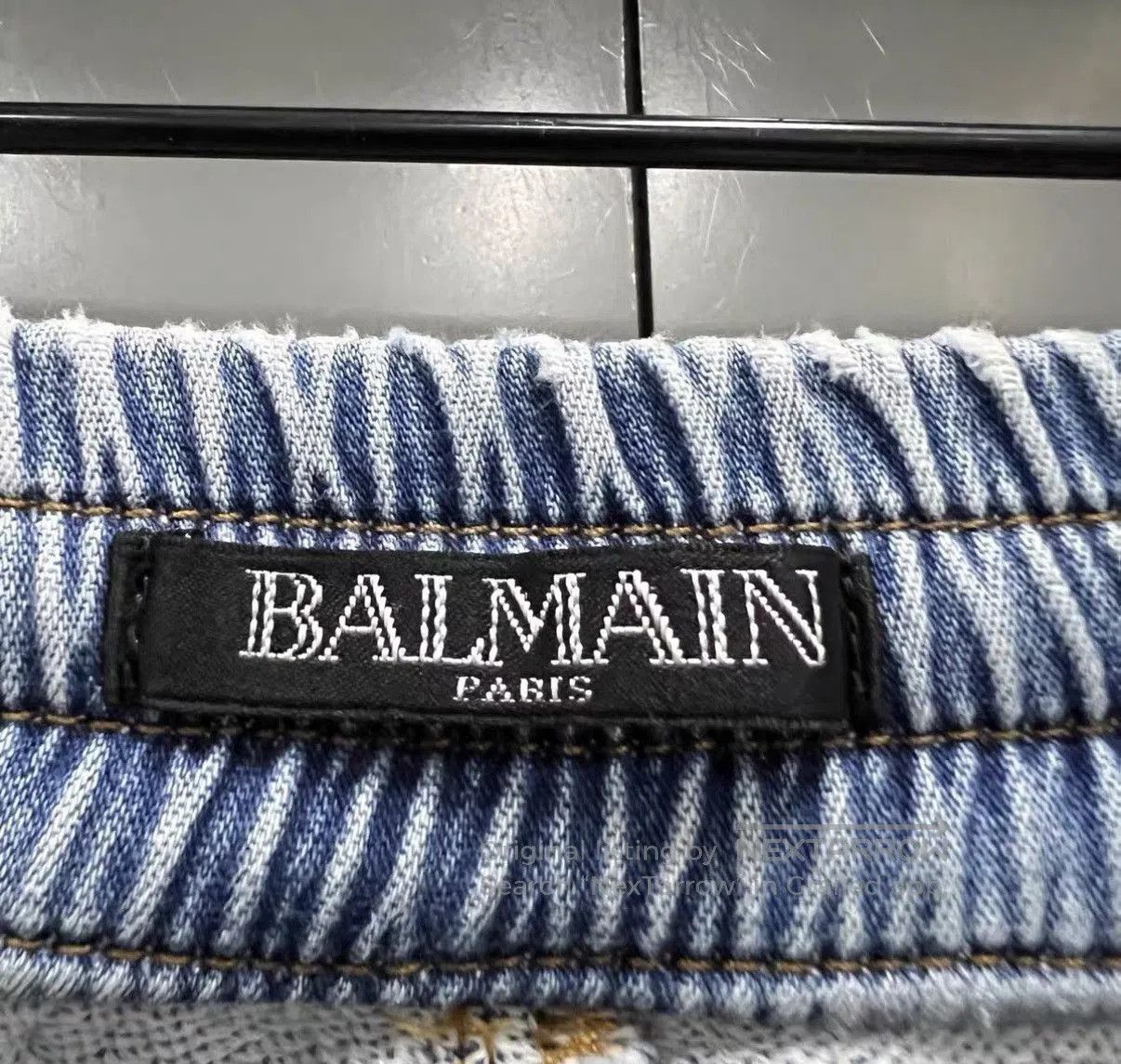 Balmain Blue Distressed Denim Pants with Moto Panel Details. Size US 30 / EU 46 - 3 Thumbnail