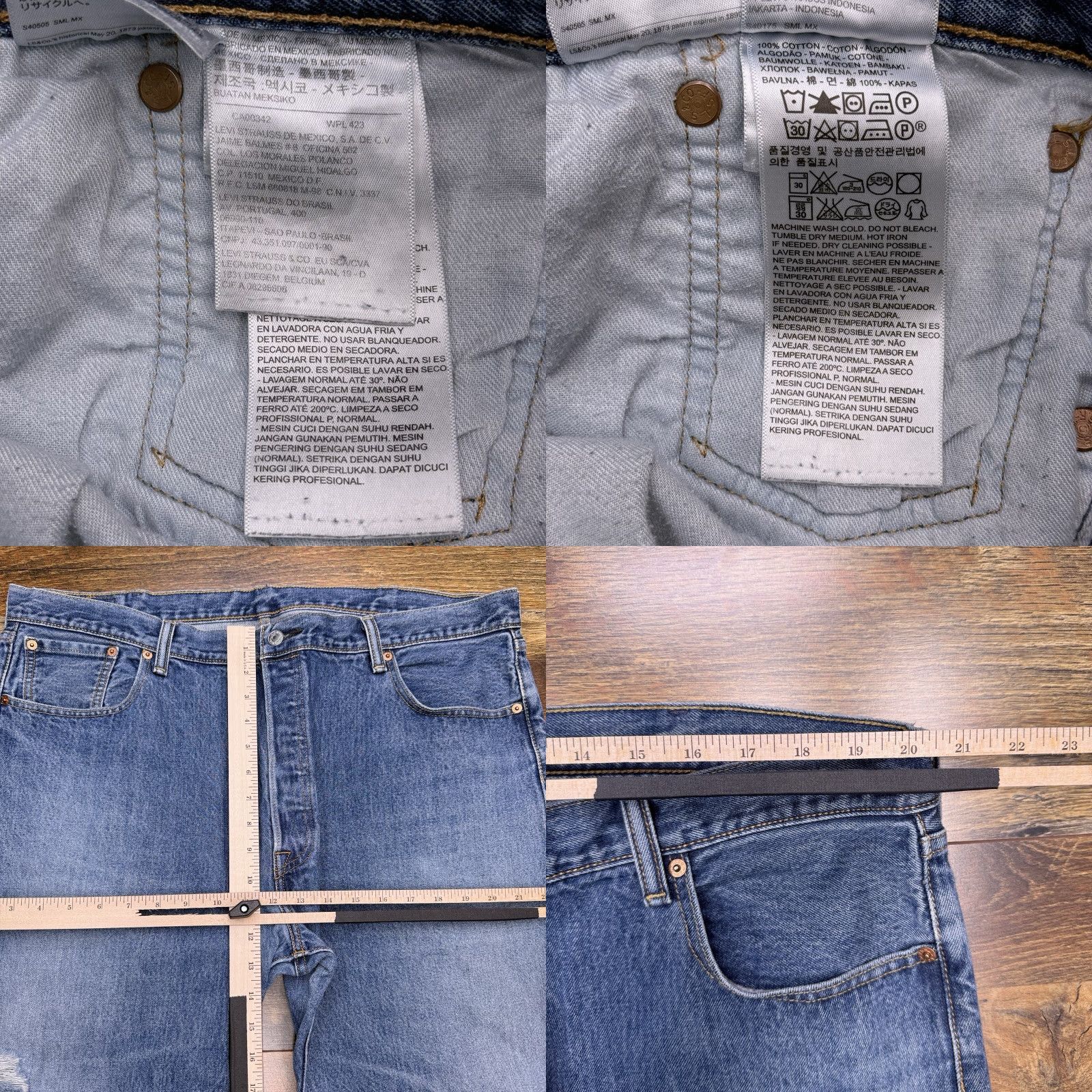 Levi's Levi's 501 Jeans Mens 42x30 Blue Button Fly Straight Regular 5-Pocket Denim Cotton Size US 42 / EU 58 - 8 Thumbnail