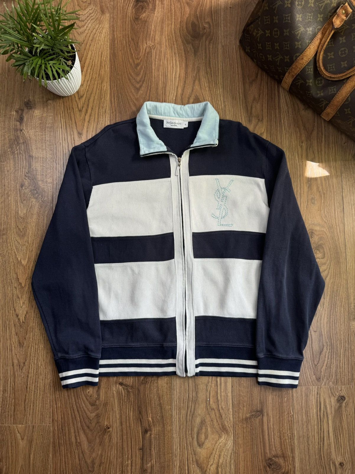 Yves Saint Laurent Zip sweater Yves Saint Laurent 90s original luxury item Size US XL / EU 56 / 4 - 1 Thumbnail