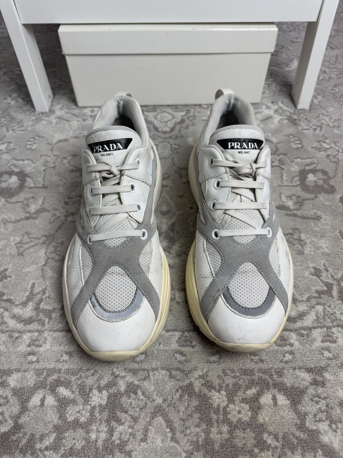 Designer × Prada Prada Milano low top leather platform sneakers US11.5 luxury Size US 11.5 / EU 44-45 - 3 Thumbnail