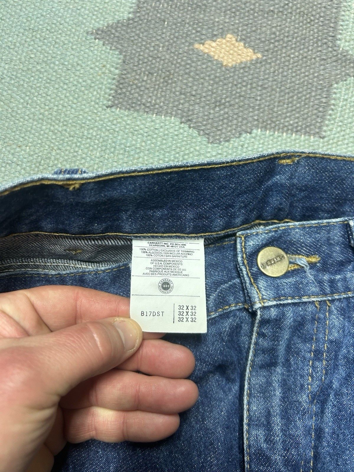 Vintage Vtg Carhartt jeans loose relaxed B17 DST dark skater 33x33 Size US 33 - 4 Thumbnail
