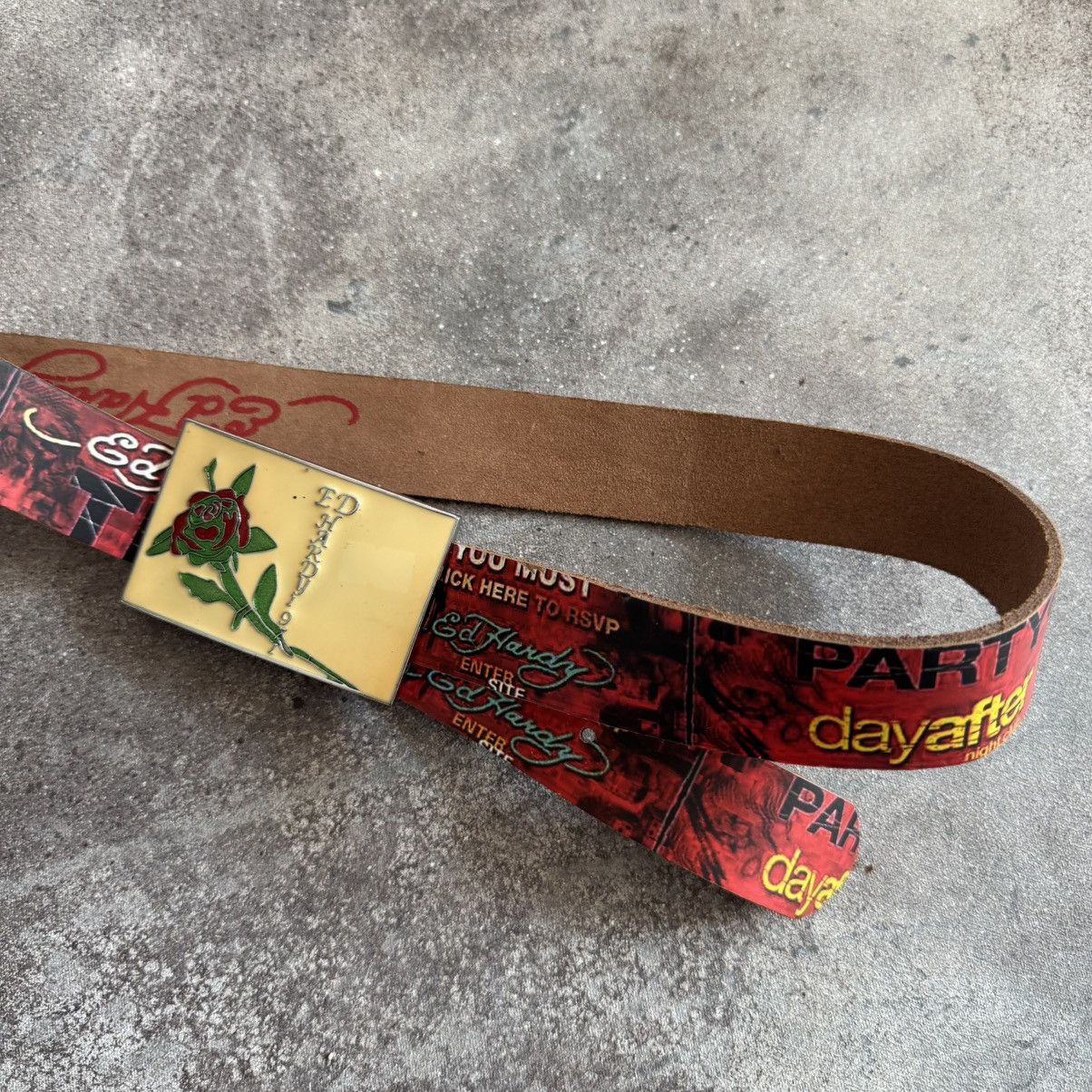 Ed Hardy Ed Hardy Vintage Y2K Leather Belt Size ONE SIZE - 5 Thumbnail
