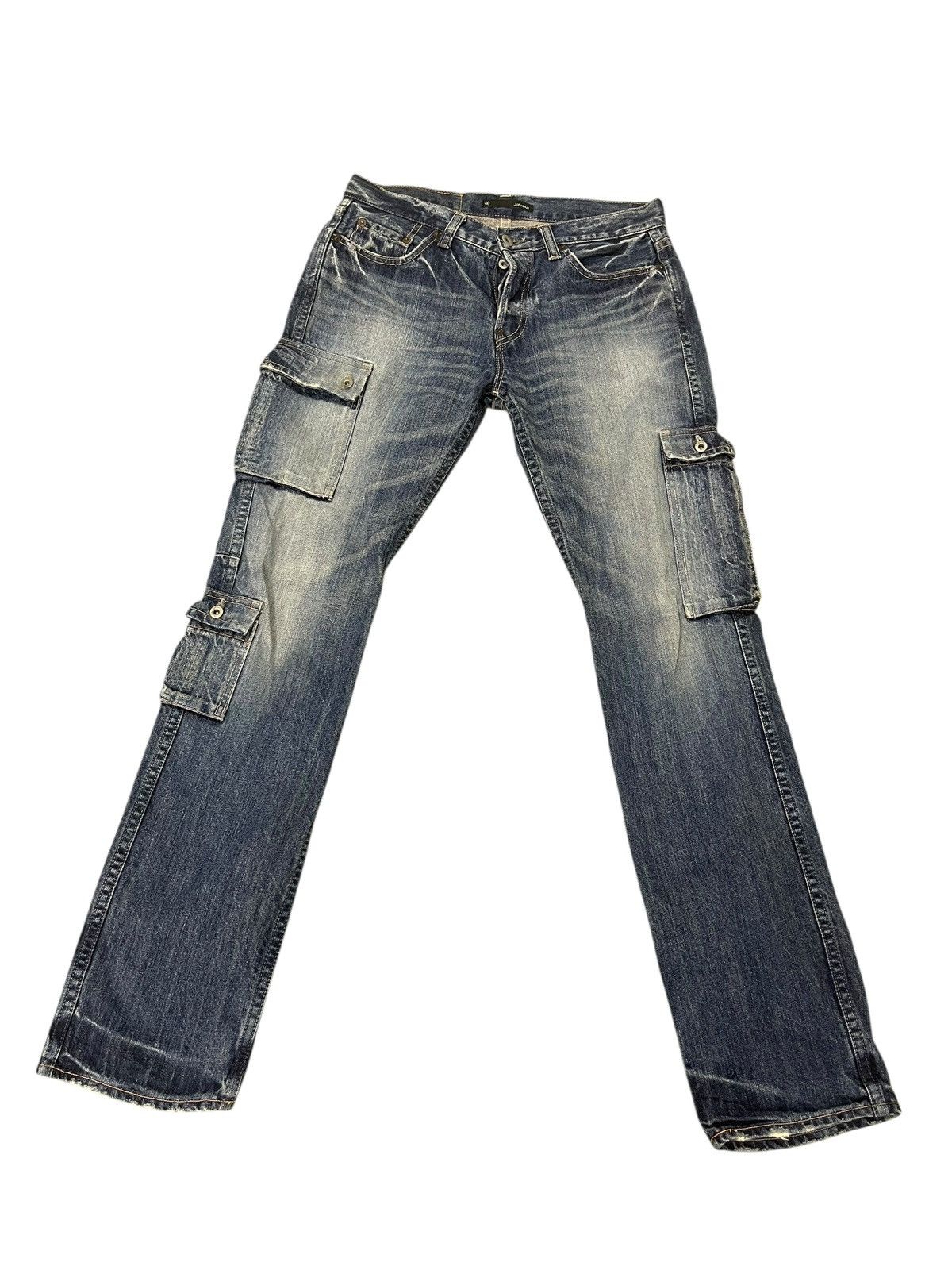 Japanese Brand Cargo Slim Jeans John Bull Faded Denim 1🟦9 Size US 31 - 7 Thumbnail