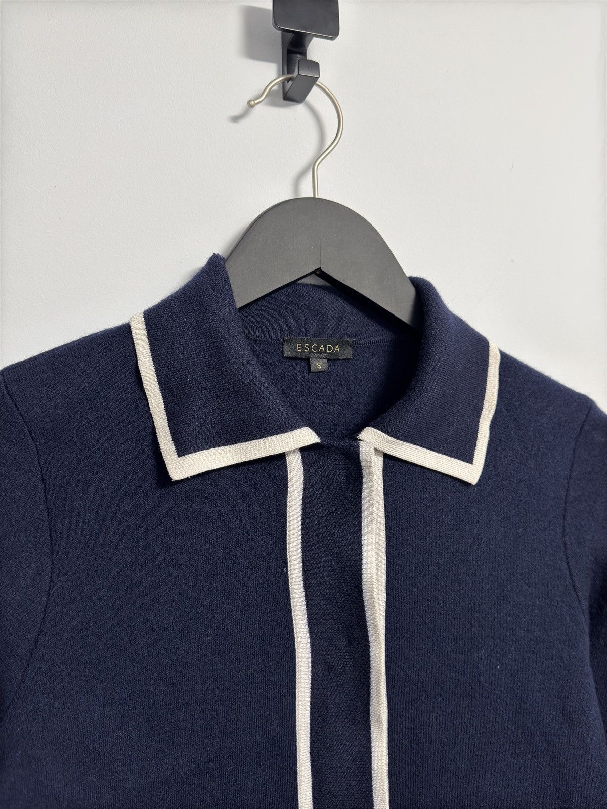 Escada ESCADA Stile Navy & White Tipped Cardigan Size Small NWT Size S / US 4 / IT 40 - 4 Thumbnail