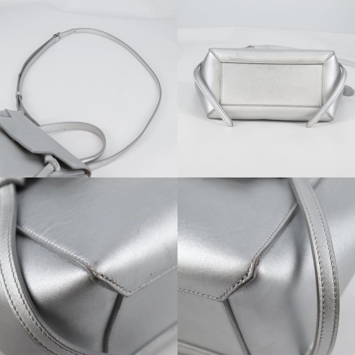 Celine CELINE Belt Bag Hand Bag Leather Silver Size ONE SIZE - 10 Thumbnail