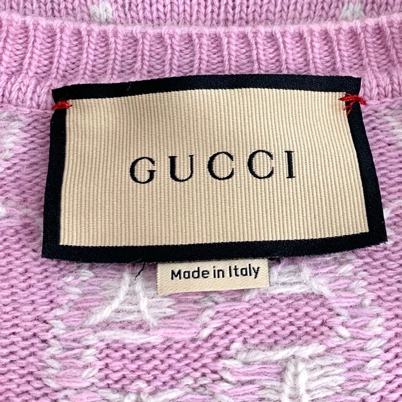 Gucci Gucci Pink logo jacquart full-print wool round-neck short- Size XS / US 0-2 / IT 36-38 - 5 Thumbnail