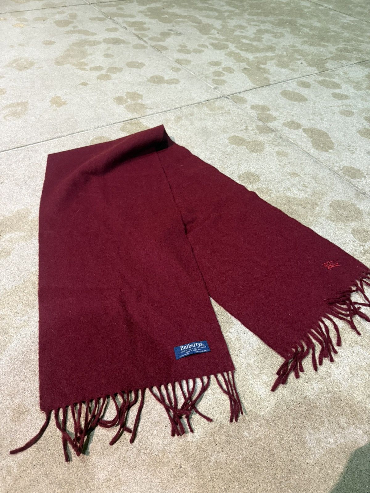 Burberry Vintage Burberrys Burgundy Wool Scarf Made in Scotland Size ONE SIZE - 2 Thumbnail