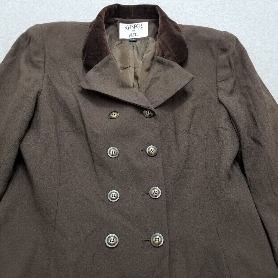 Kasper Kasper Blazer Jacket Womens 8 Brown Pockets Buttons Size M / US 6-8 / IT 42-44 - 5 Thumbnail