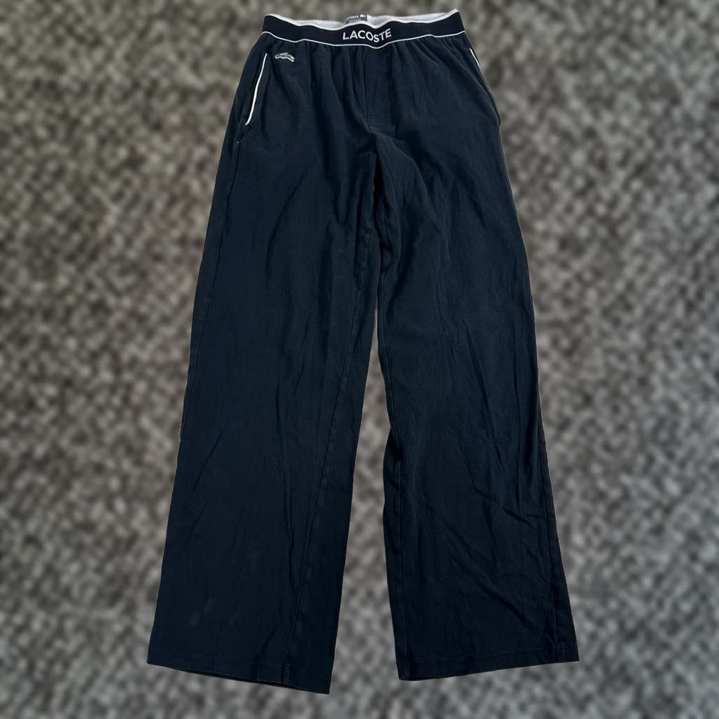 Lacoste Lacoste Pajama Pants Men Sleepwear Black White Two-Tone Waistband Pockets Sweatpants Cotton Blend Jersey Two-Color Elastic Waist Size S Size US 29 - 1 Thumbnail
