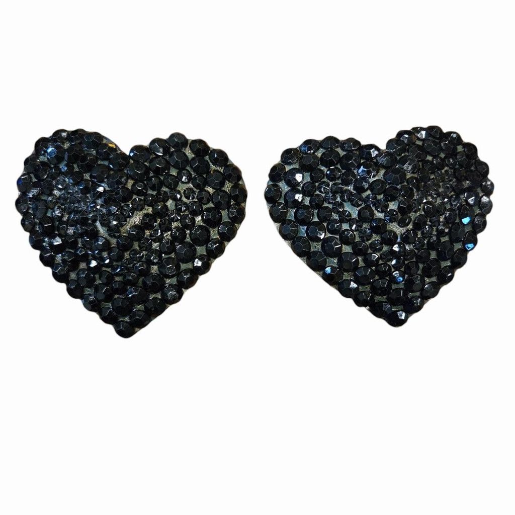 Handmade Handmade Black Rhinestone Heart Pasties in a Size 2 3/4" Size ONE SIZE - 1 Thumbnail