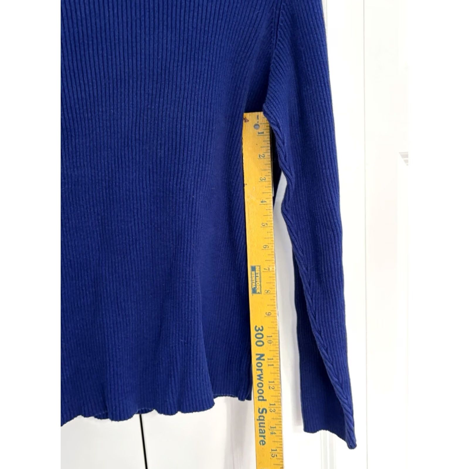Ralph Lauren VINTAGE Lauren Ralph Lauren Turtleneck Sweater Womens Blue L Ribbed Logo Knit Pullover Long Sleeve Regular Winter Fall Size L / US 10 / IT 46 - 3 Thumbnail