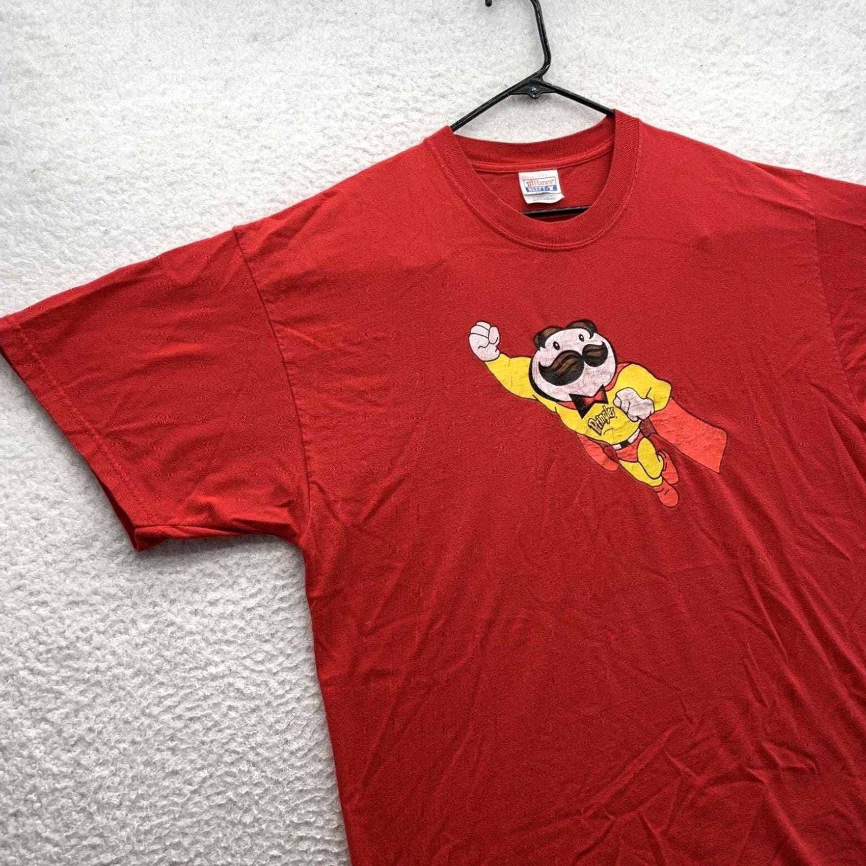 Hanes VINTAGE Hanes Beefy T-Shirt Adult XL X-Large Red Pringles Man Superhero Chips Snacks Size US XL / EU 56 / 4 - 2 Thumbnail
