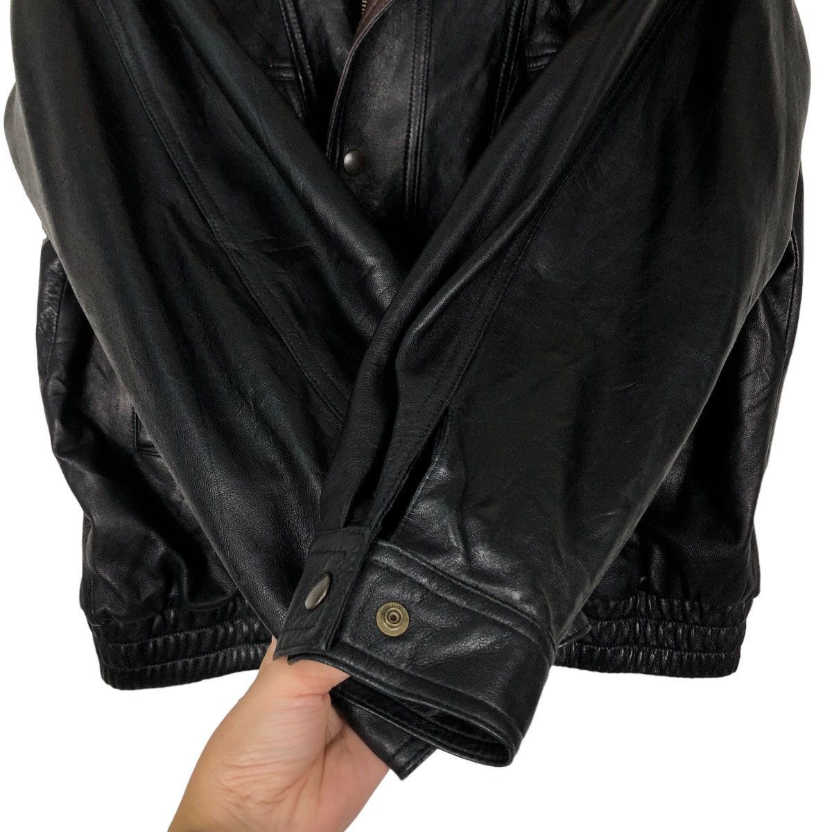 Japanese Brand 🔥Vtg Bomber Jacket Leather Biker Wind Armor Nichiwa Japan Size US L / EU 52-54 / 3 - 13 Thumbnail
