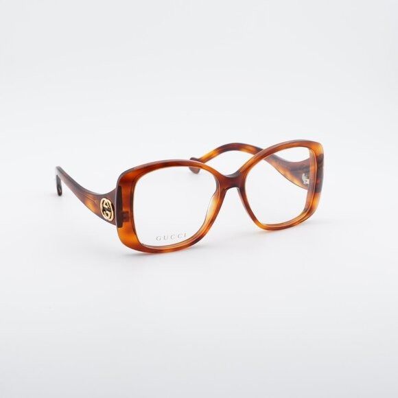 Gucci Gucci GG1236O 002 Eyeglasses Havana 55mm Square Frame Size ONE SIZE - 5 Thumbnail