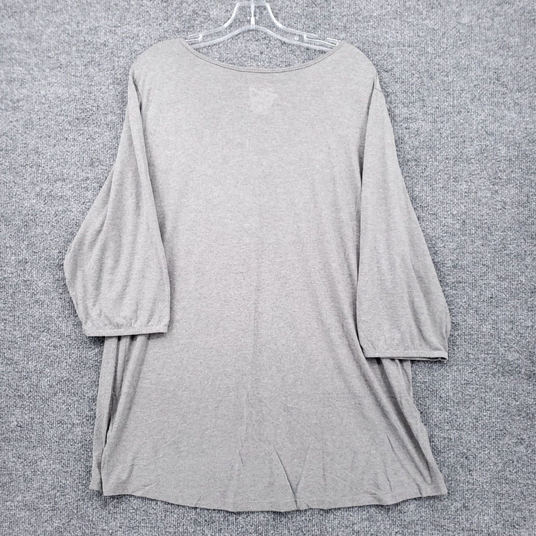 Vintage JMS Blouse Womens 2X Plus Gray Tunic Rhinestones 3/4 Sleeves Viscose Blend Size XXL / US 16-18 / IT 52-54 - 2 Thumbnail