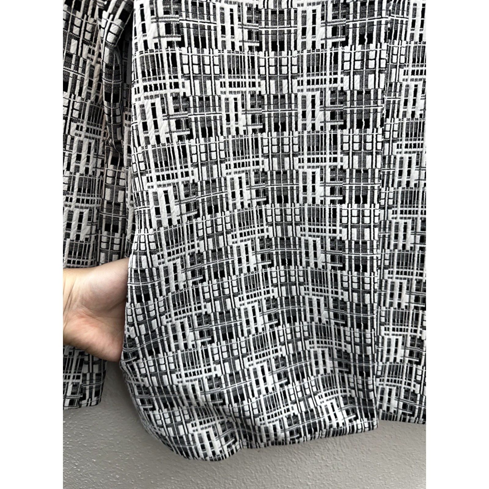 Calvin Klein Calvin Klein Womens Blazer Size 6 Black White Abstract Open Front Geometric Classic Jacket Womens Size M / US 6-8 / IT 42-44 - 4 Thumbnail