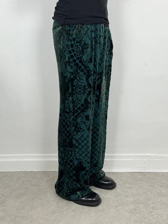 Balmain 2015 Balmain H&M Velvet Floral Green & Black Pants Size US 30 / EU 46 - 3 Thumbnail