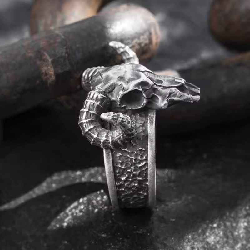 Other Vintage Punk Sheep Head Resizeable Ring Size ONE SIZE - 6 Thumbnail