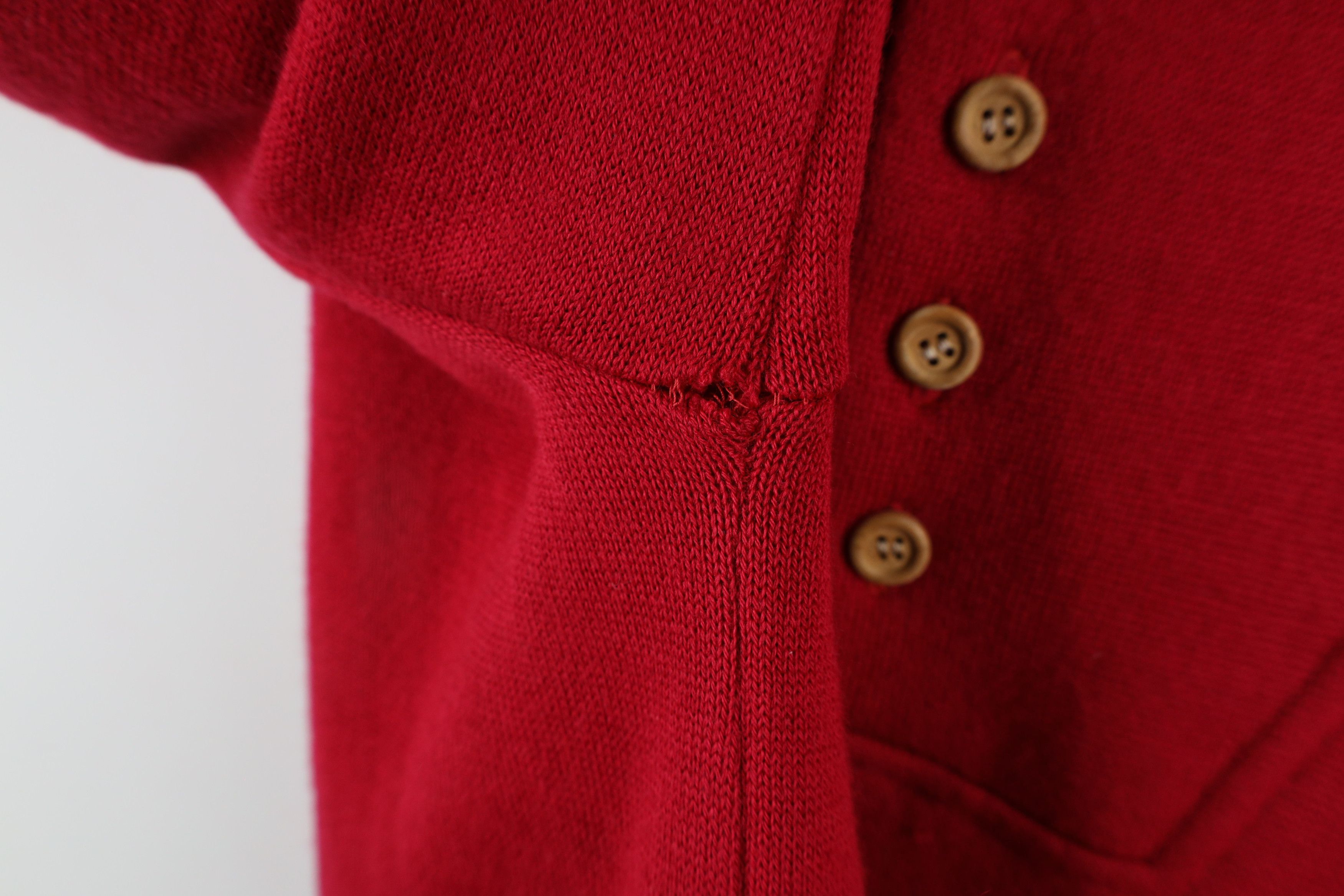 Vintage Vintage 90s Streetwear Knit Pullover Henley Sweater Red Size US XL / EU 56 / 4 - 7 Thumbnail