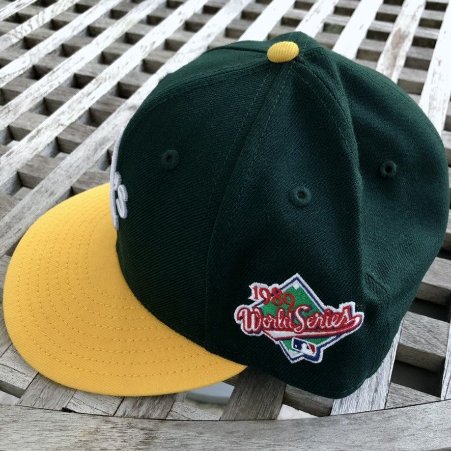 New Era Oakland Athletics A's 1989 WS Patch 59FIFTY Wool Hat 7 3/8 Size ONE SIZE - 2 Thumbnail