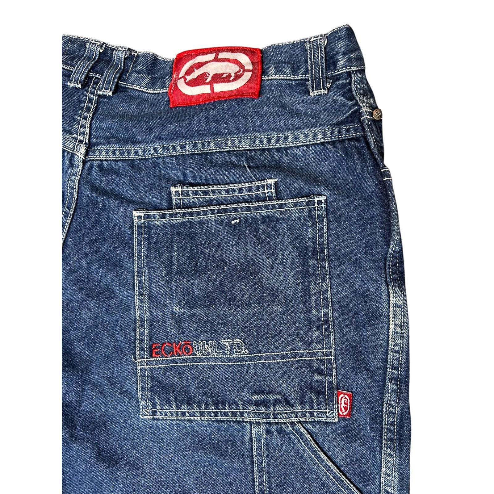 Ecko Unltd. × Vintage Vintage Y2k Ecko Unltd Carpenter Denim Jean Shorts Size US 38 / EU 54 - 4 Thumbnail