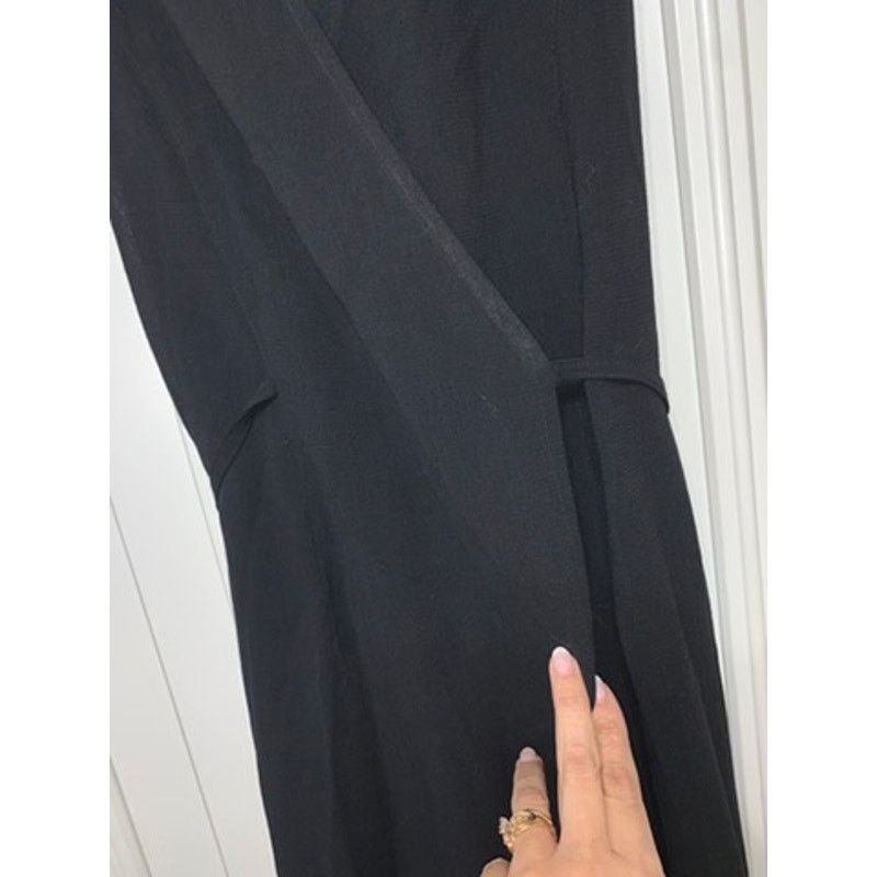 Oak + Fort OAK + FORT Women's Black Wool Midi Wrap Dress Size 40 Formal Size ONE SIZE - 2 Thumbnail