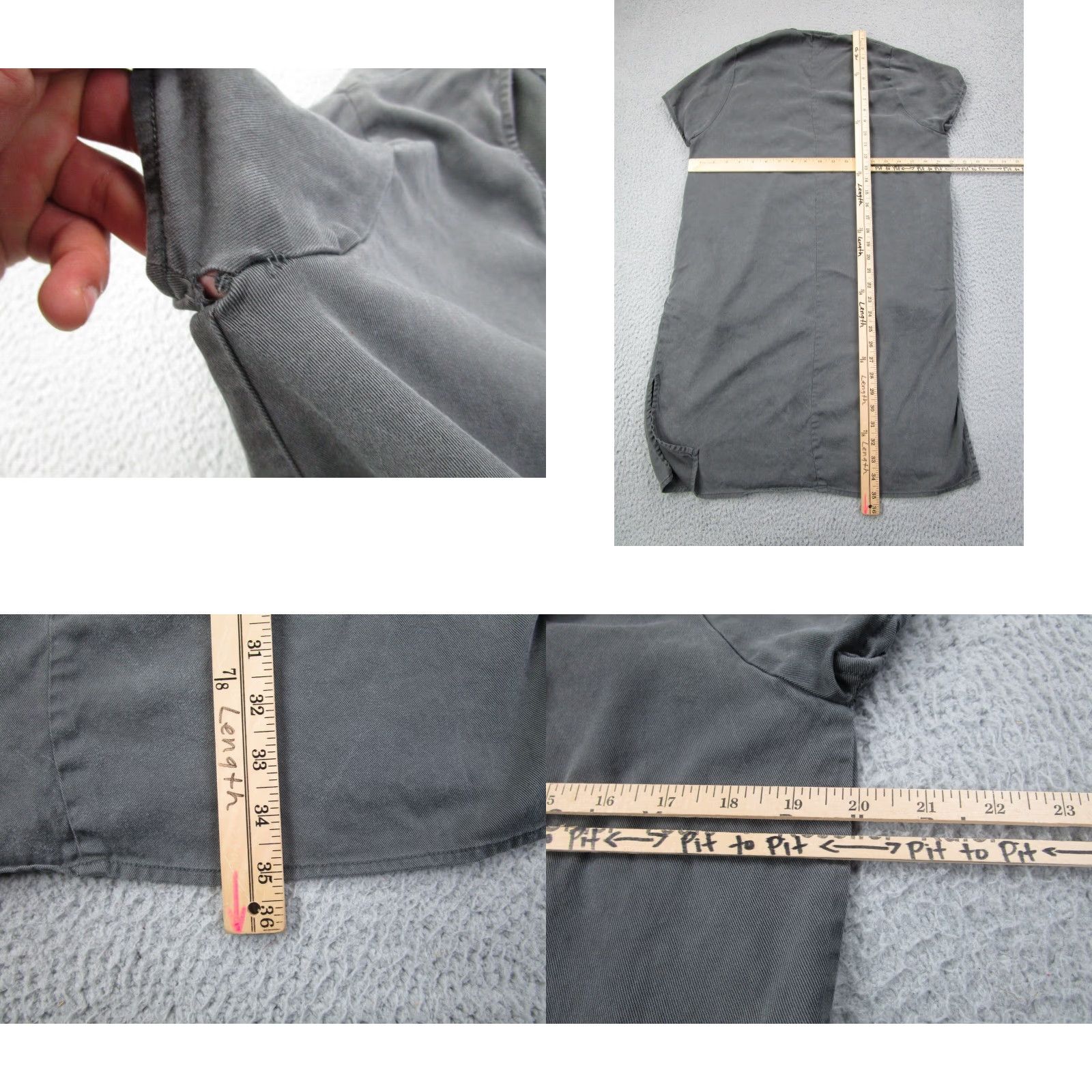 Oak + Fort Oak + Fort Dress Womens XS V-Neck Tunic Modest Minimalist Coastal Beach Resort Shirt Dress Womens XS Gray Twill Pockets Midi Style Shirt Dress Women Size XS / US 0-2 / IT 36-38 - 8 Thumbnail