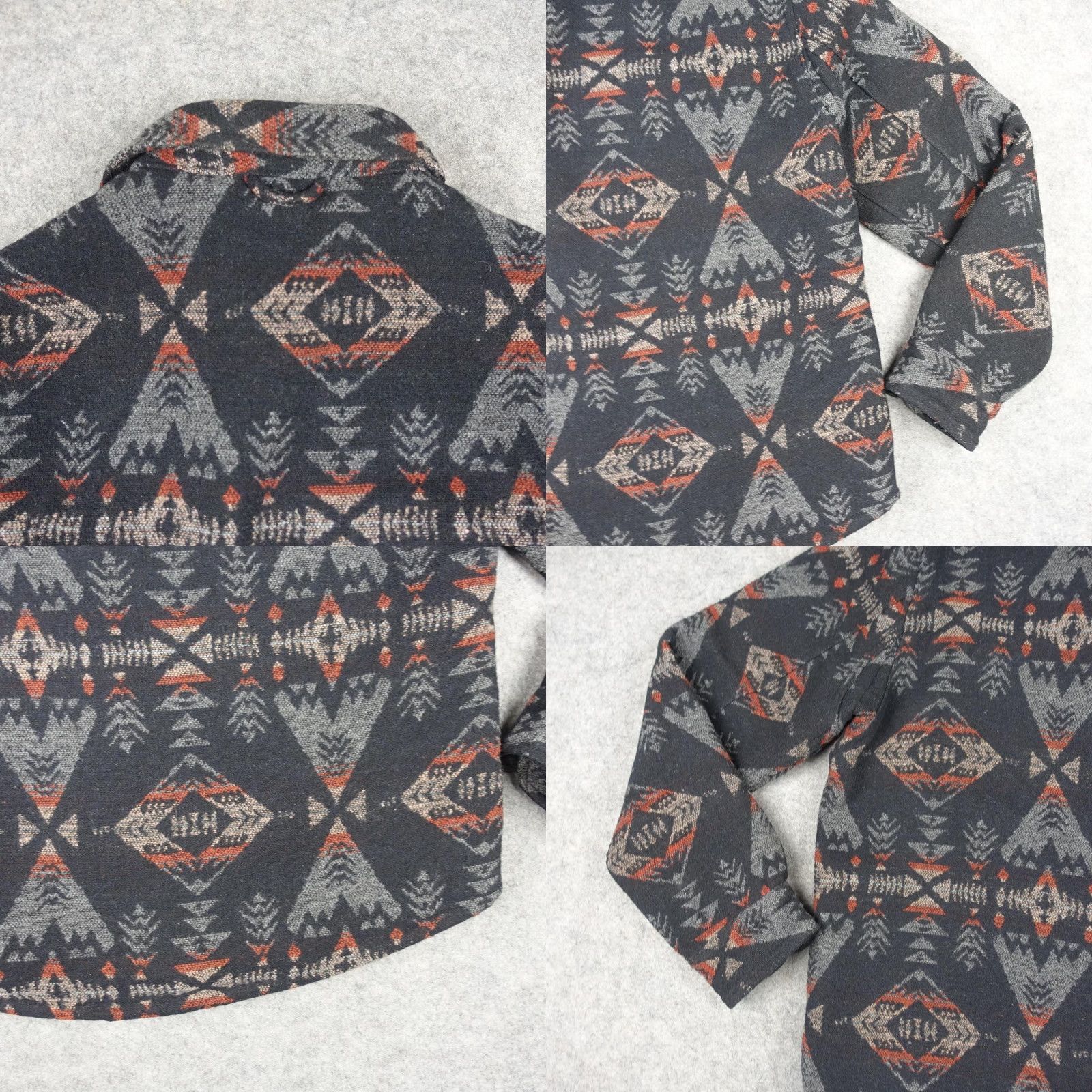 Vintage JACHS Shirt Jacket Mens L Black Aztec Sherpa Lined Shacket Wool Geometric Flannel Polyester Mid-Length Button Casual Travel Size US L / EU 52-54 / 3 - 8 Thumbnail