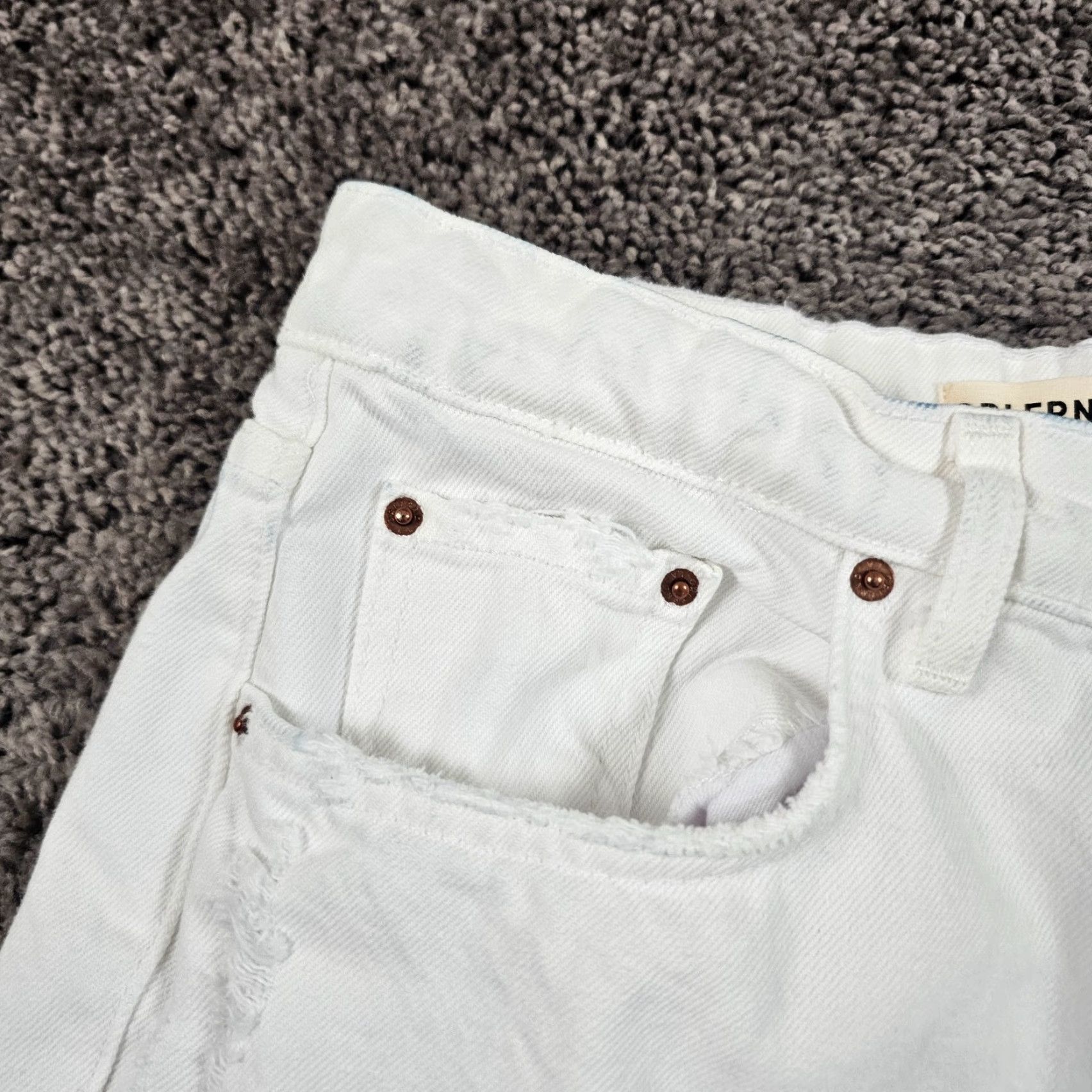 GRLFRND VINTAGE Grlfrnd Jeans Womens 28 White High Rise Straight Crop Denim 22in Inseam USA Karolina Size 28" / US 6 / IT 42 - 3 Thumbnail