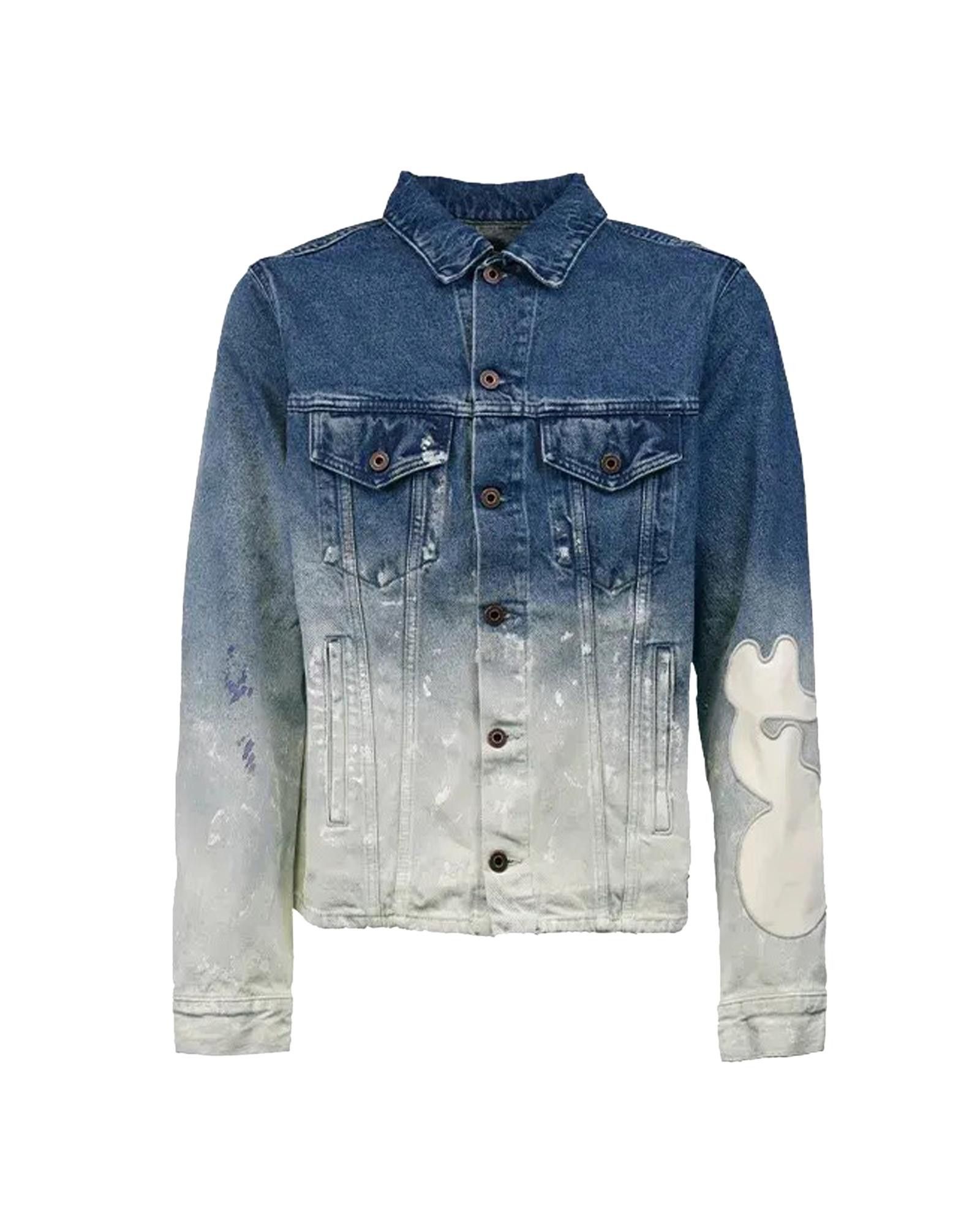image of Off White Vintage Denim Jacket With Unique Details, Men's (Size Medium)
