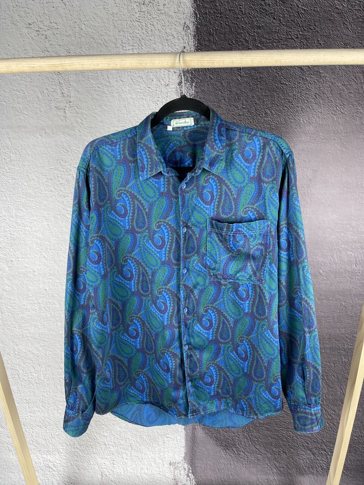 Benetton Benetton vintage 80s 90s paisley pattern made in Italy shirt Size US M / EU 48-50 / 2 - 1 Thumbnail