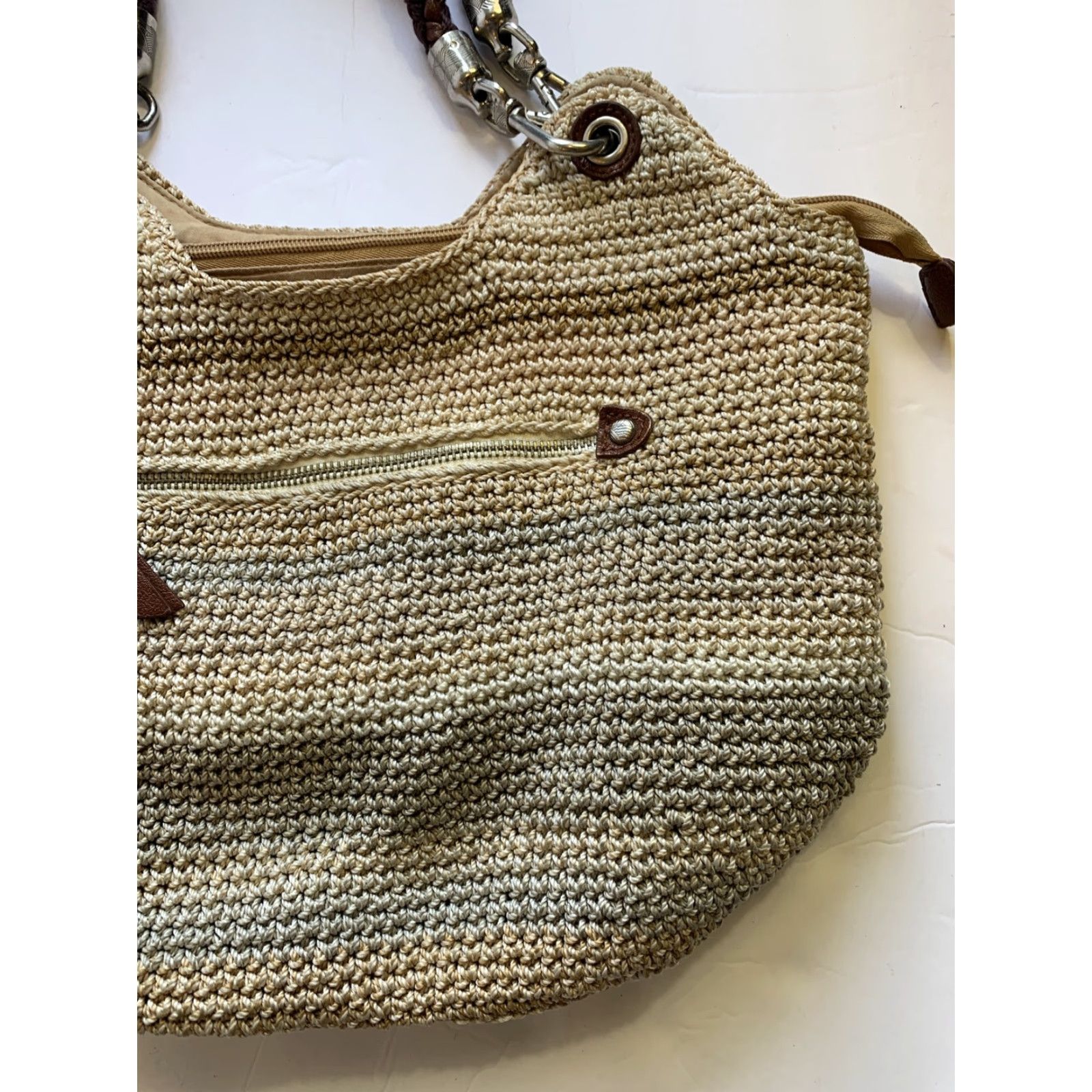 The Sak The Sak Shoulder Bag Crochet Indigo Leather Strap Medium Brown Size ONE SIZE - 3 Thumbnail
