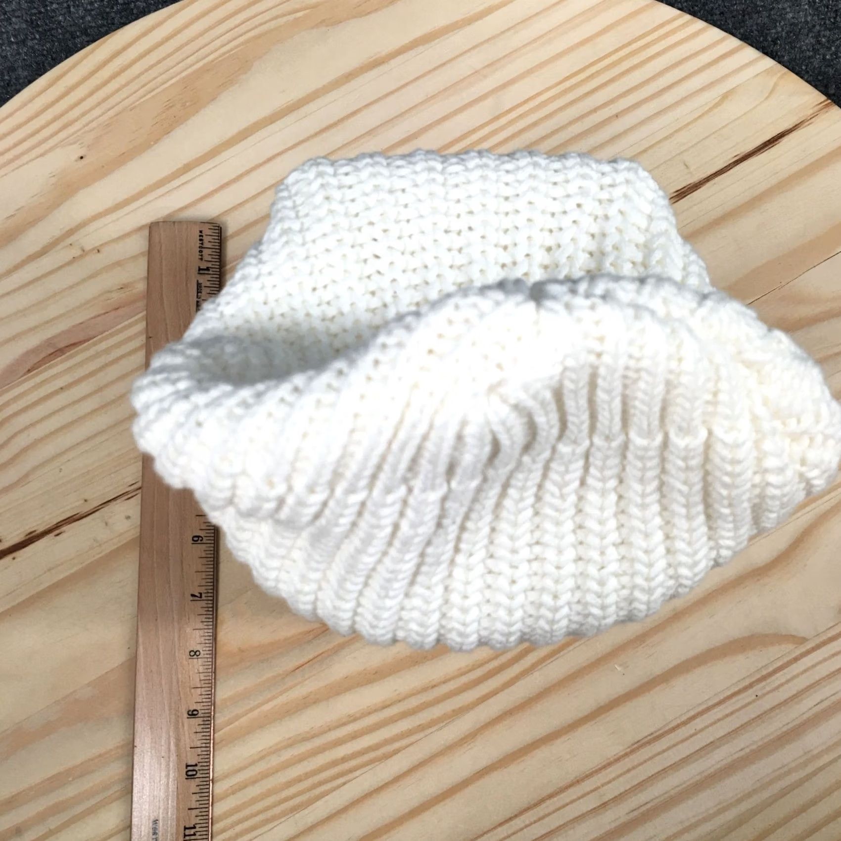 Vintage Love Your Melon Beanie Hat Womens White OS Adjustable Knitted Cotton Winter Size ONE SIZE - 4 Thumbnail
