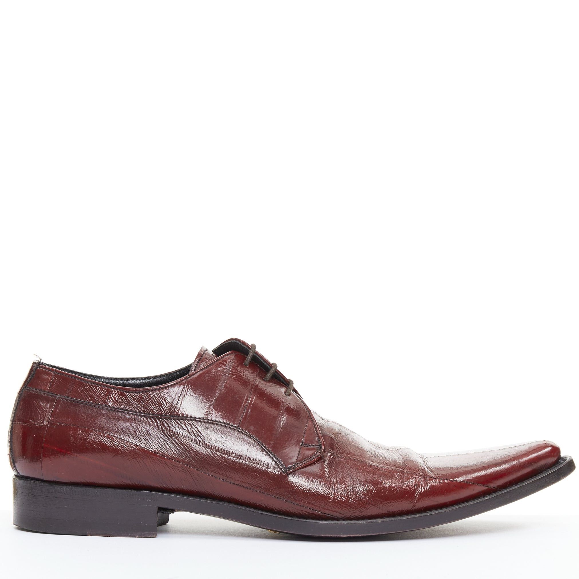 Dolce & Gabbana DOLCE GABBANA burgundy leather curled toe brogue shoes UK6 EU40 Size US 7 / EU 40 - 1 Thumbnail