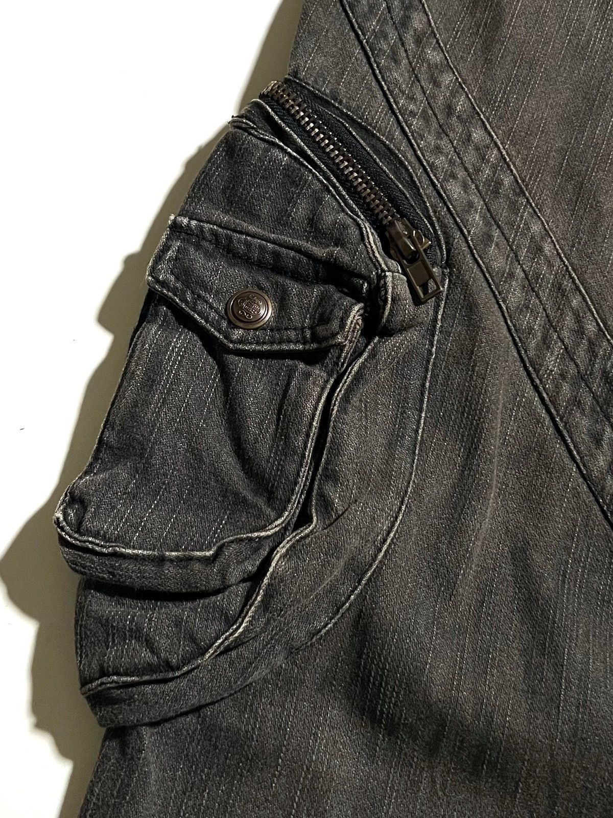 Japanese Brand Y2K Slow Hand Jam Black Cargo Flare Jeans Size US 34 / EU 50 - 10 Thumbnail