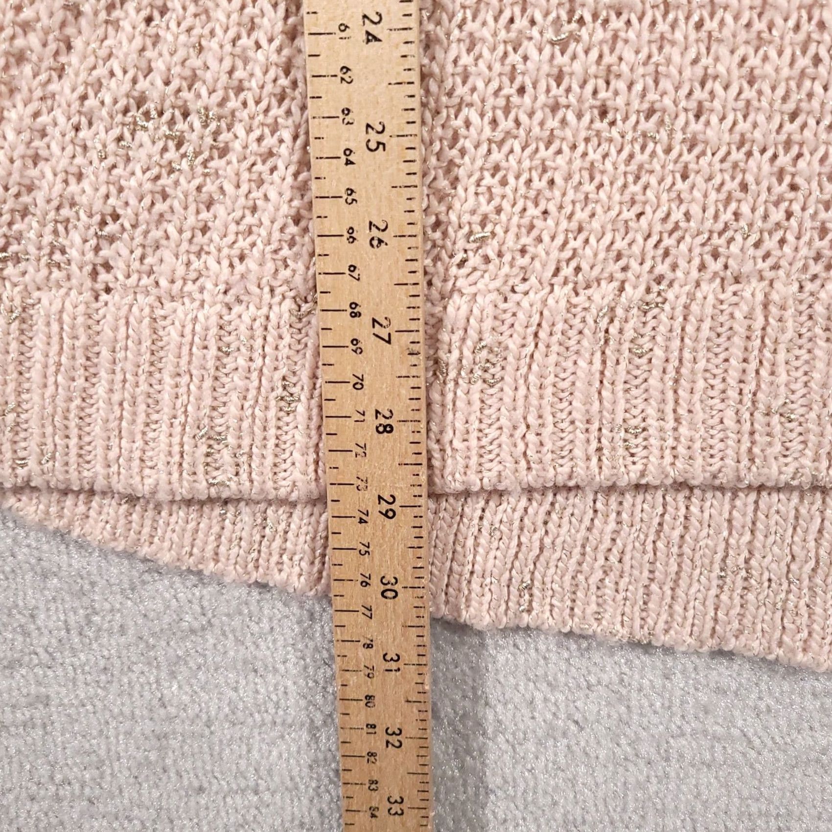 Vintage Chico's Pink Metallic Wool Blend Tunic Sweater Large - 3/4 Sleeve Knit Round Neck Womens Size L Size L / US 10 / IT 46 - 6 Thumbnail