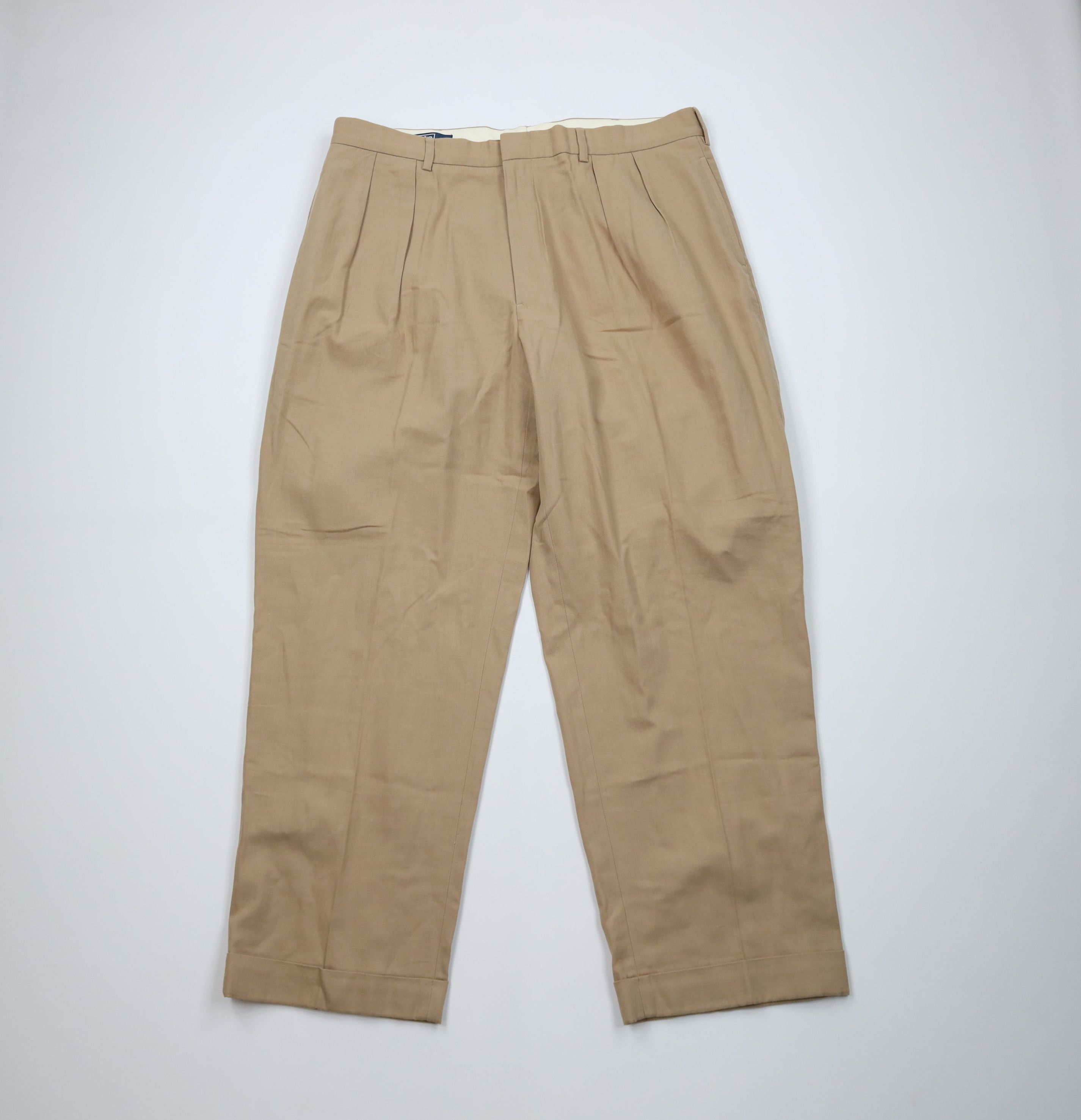 Ralph Lauren Vintage 90s Ralph Lauren Wide Leg Chino Pants Beige Cotton Size US 38 / EU 54 - 1 Thumbnail