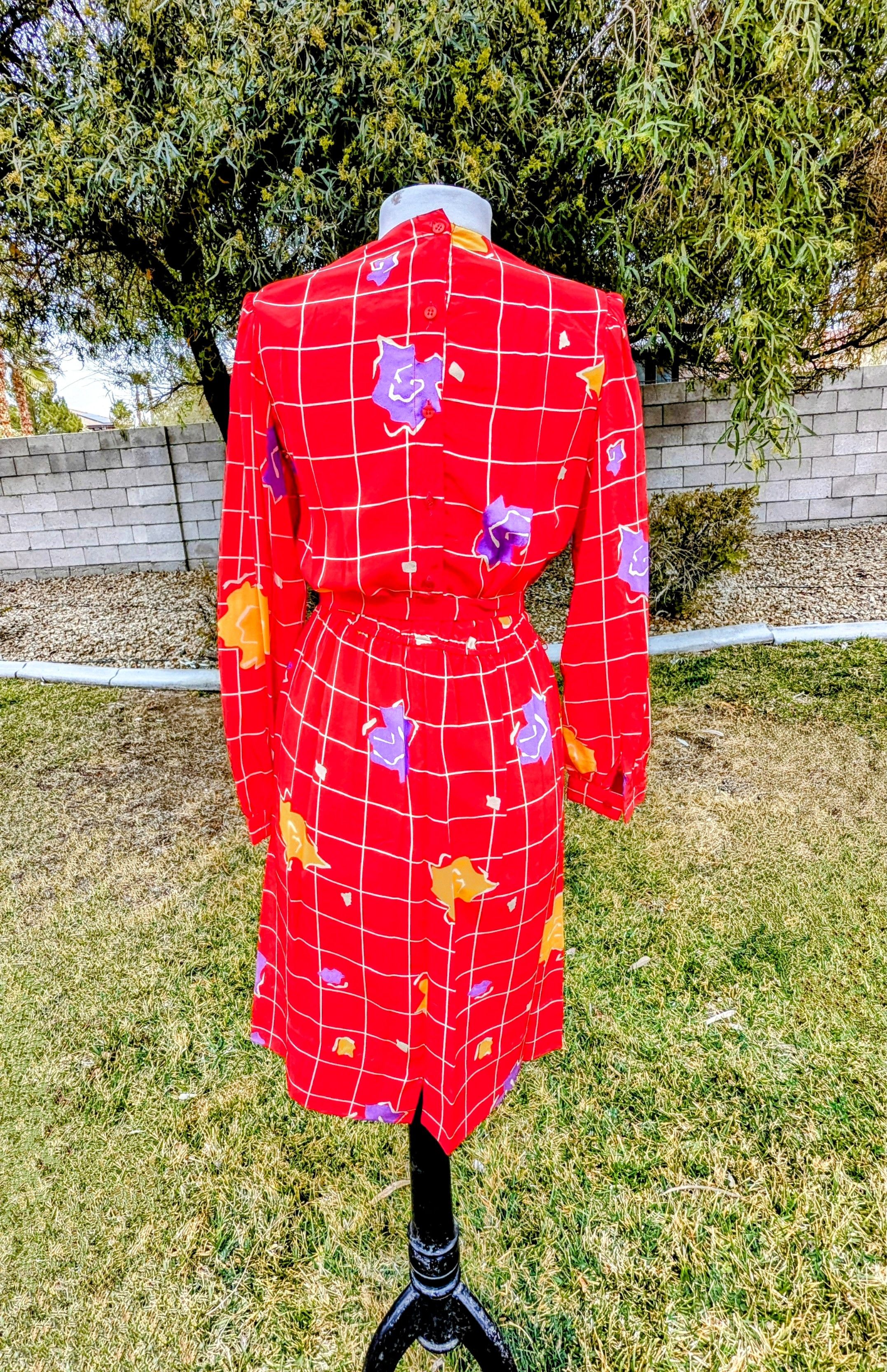 Vintage Vintage 1980s John Yang for Jack Mulqueen Ltd Silk Dress Size S / US 4 / IT 40 - 4 Thumbnail