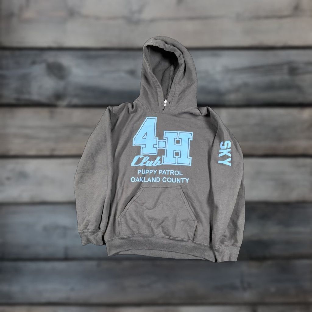 Gildan Retro Hoodie 4H Club Puppy Patrol Women's Small Gray Oakland County Michigan Size S / US 4 / IT 40 - 1 Thumbnail