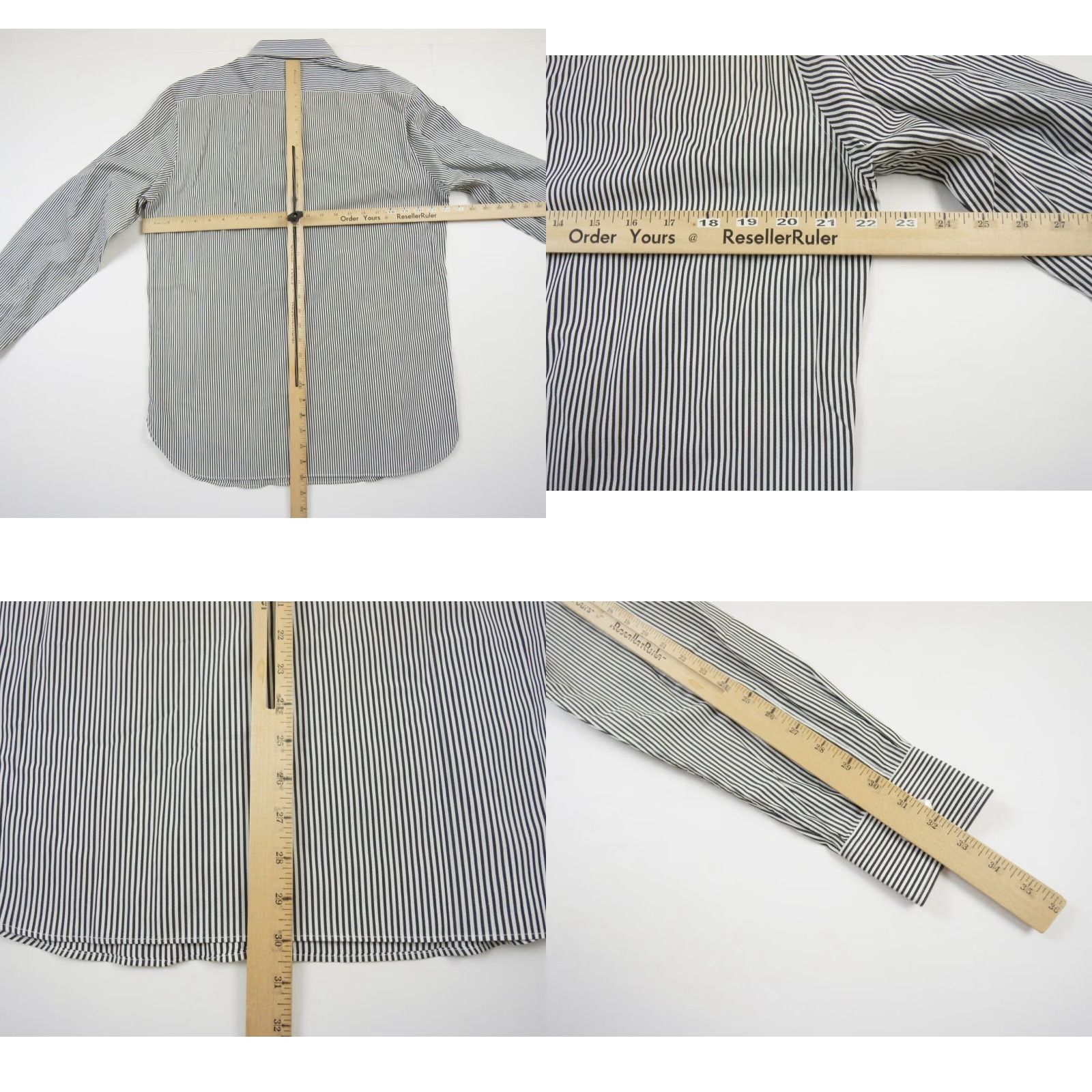 John Varvatos John Varvatos Shirt Mens 15.5 Black Button Down Striped Regular Fit Collared Size US M / EU 48-50 / 2 - 8 Thumbnail