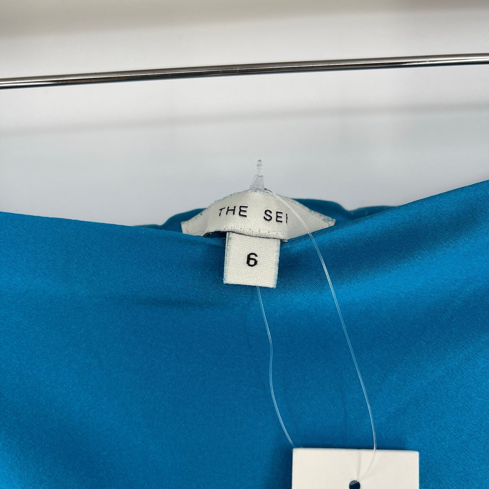 Other The Sei | Ruched Mini Skirt in Lake Teal Blue Silk 6 w/ Tags Size 28" / US 6 / IT 42 - 4 Thumbnail