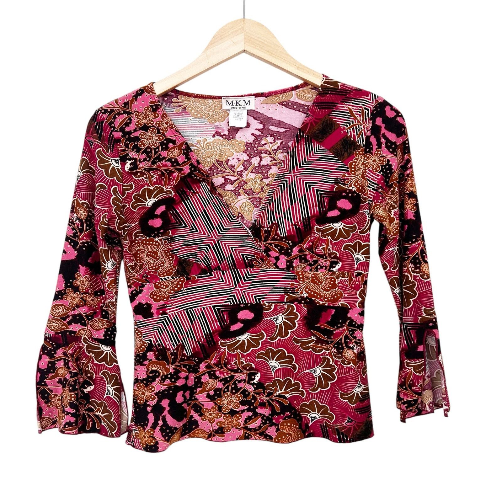 Vintage Vintage MKM Designs Hippie Boho Bell Sleeve Shirt Sz S Size S / US 4 / IT 40 - 6 Thumbnail
