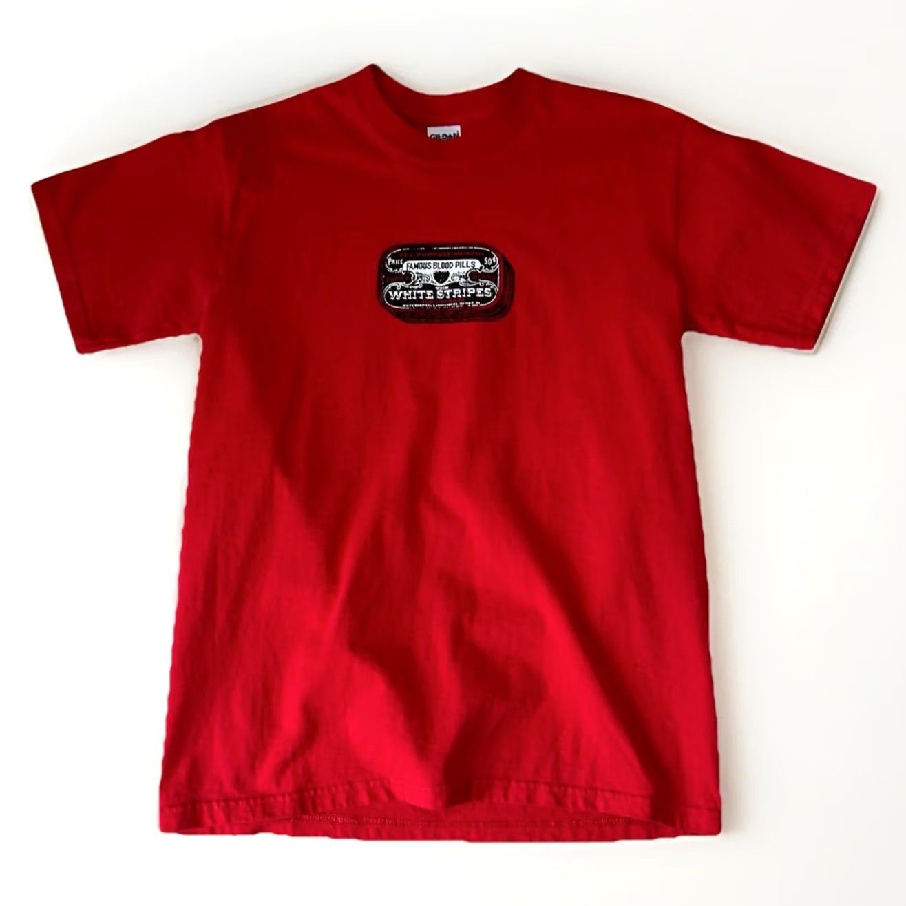 Gildan VINTAGE The White Stripes Famous Blood Pills Tee Red T-Shirt Short Sleeve Size Medium Mens Muscle? Size US M / EU 48-50 / 2 - 2 Thumbnail