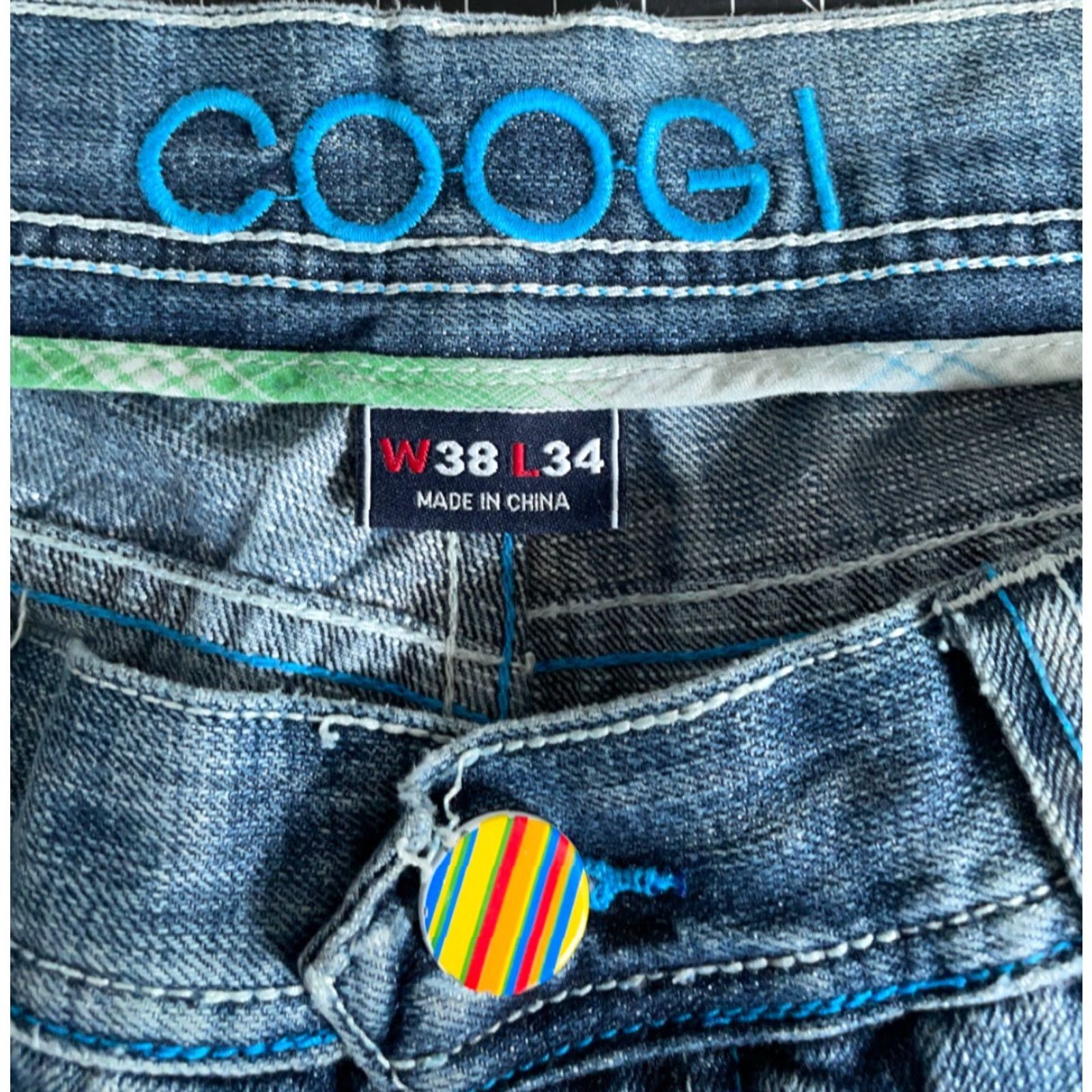 VINTAGE COOGI Jeans Baggy Fit Men 36x32 Blue Denim Button Fly 5-Pocket Hip Hop Retro