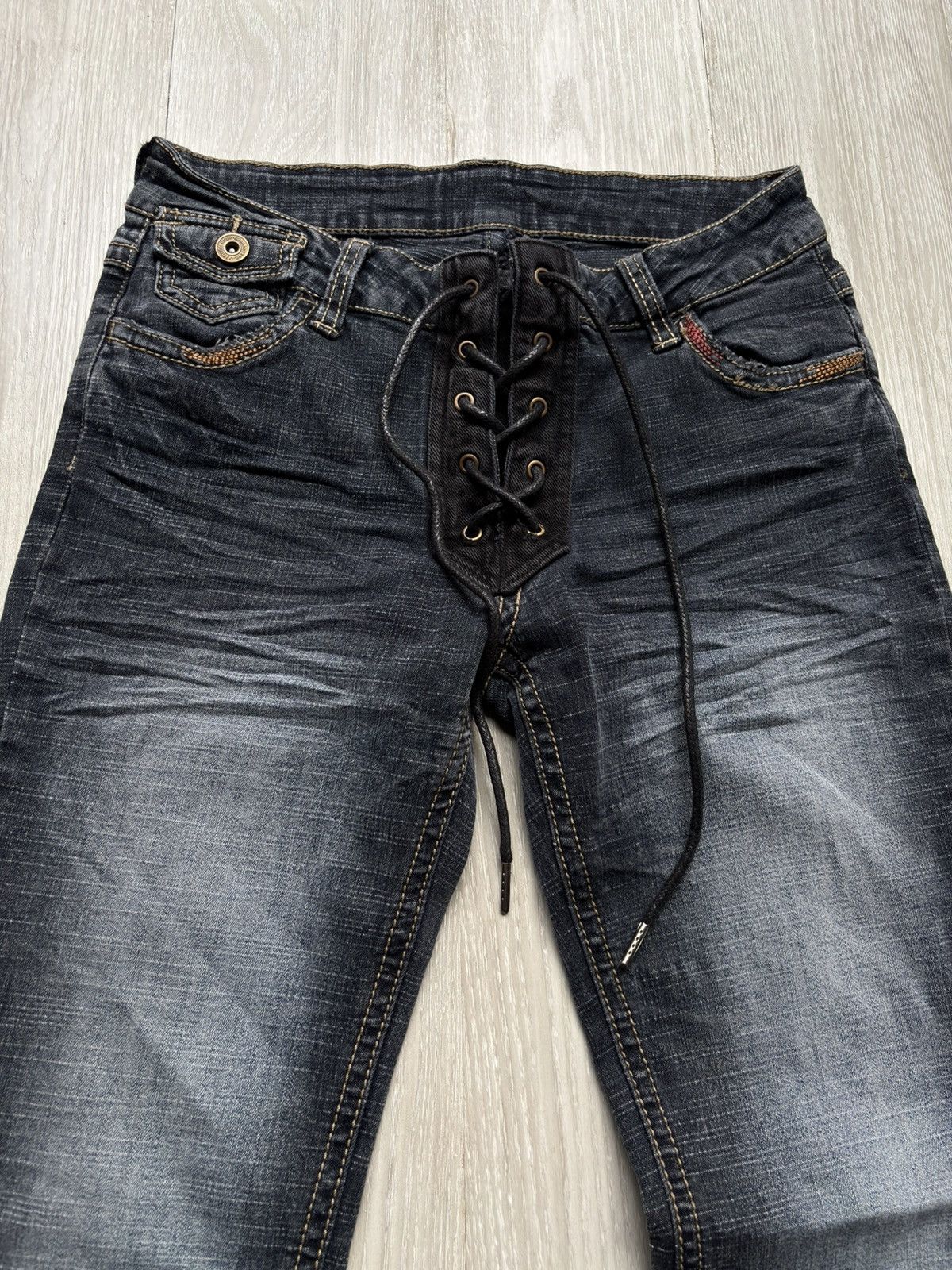 Japanese Brand VERTGARMENTS lace up flare jeans Size US 27 - 2 Thumbnail
