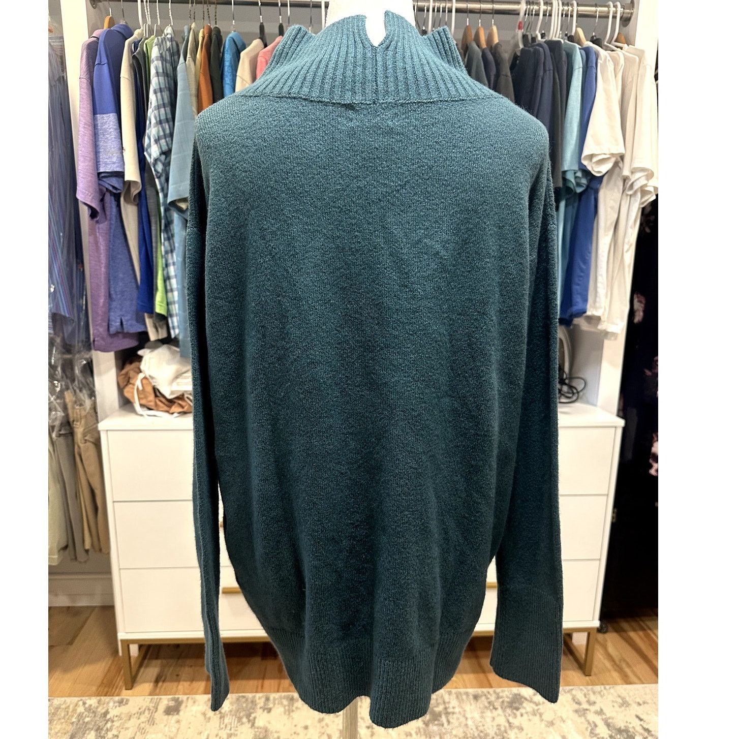 Other Caslon Womens Green Funnel Neck Cotton Blend Sweater XL NWOT Size XL / US 12-14 / IT 48-50 - 5 Thumbnail