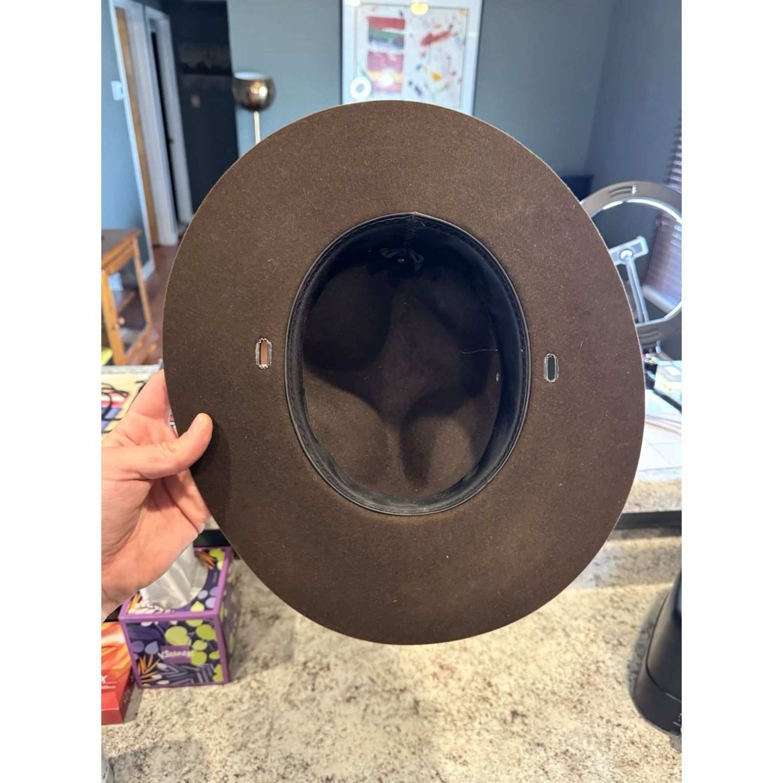 FELT VINTAGE Stratton Self Forming Drill Sergeant Instructor Wool Felt Hat 6 3/4 USA Strapton Stratton Campaign Hat Men Brown Wool Felt Hat USA 6 3/4 Size ONE SIZE - 5 Thumbnail