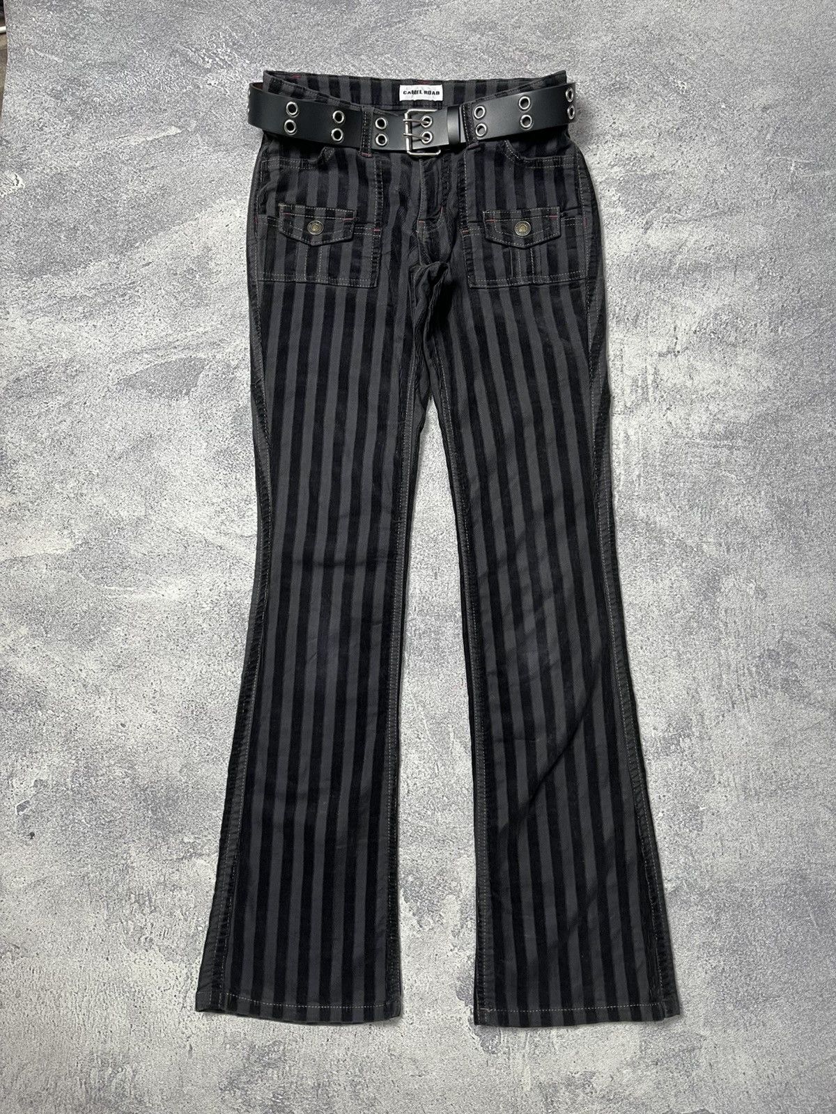 Japanese Brand Camel Road Flared Pants Striped Corduroy Size US 27 - 1 Thumbnail