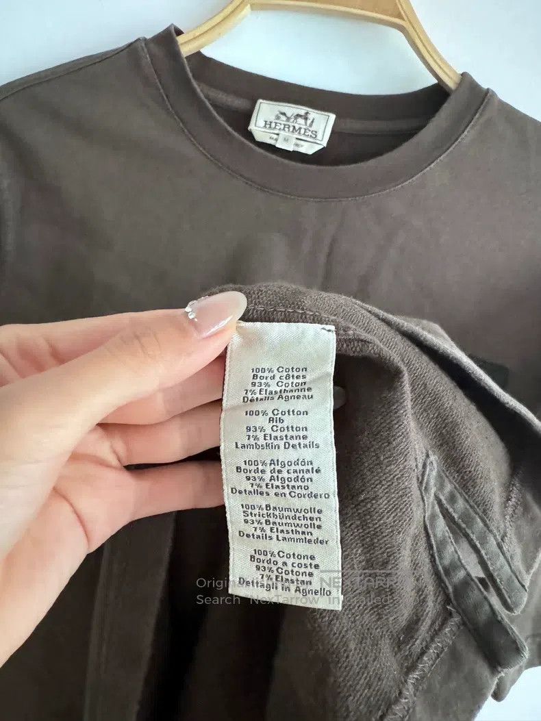 Hermes Hermes Chestnut short-sleeve T-shirt with a small lamb lea Size M / US 6-8 / IT 42-44 - 3 Thumbnail